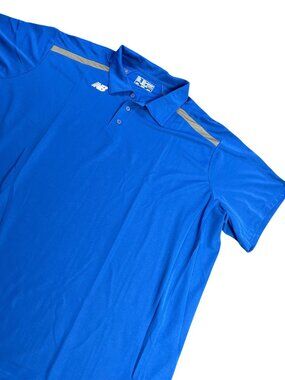 New Balance Mens Blue Polo Shirt 5XL NB DRY Lightweight Moisture-Wicking